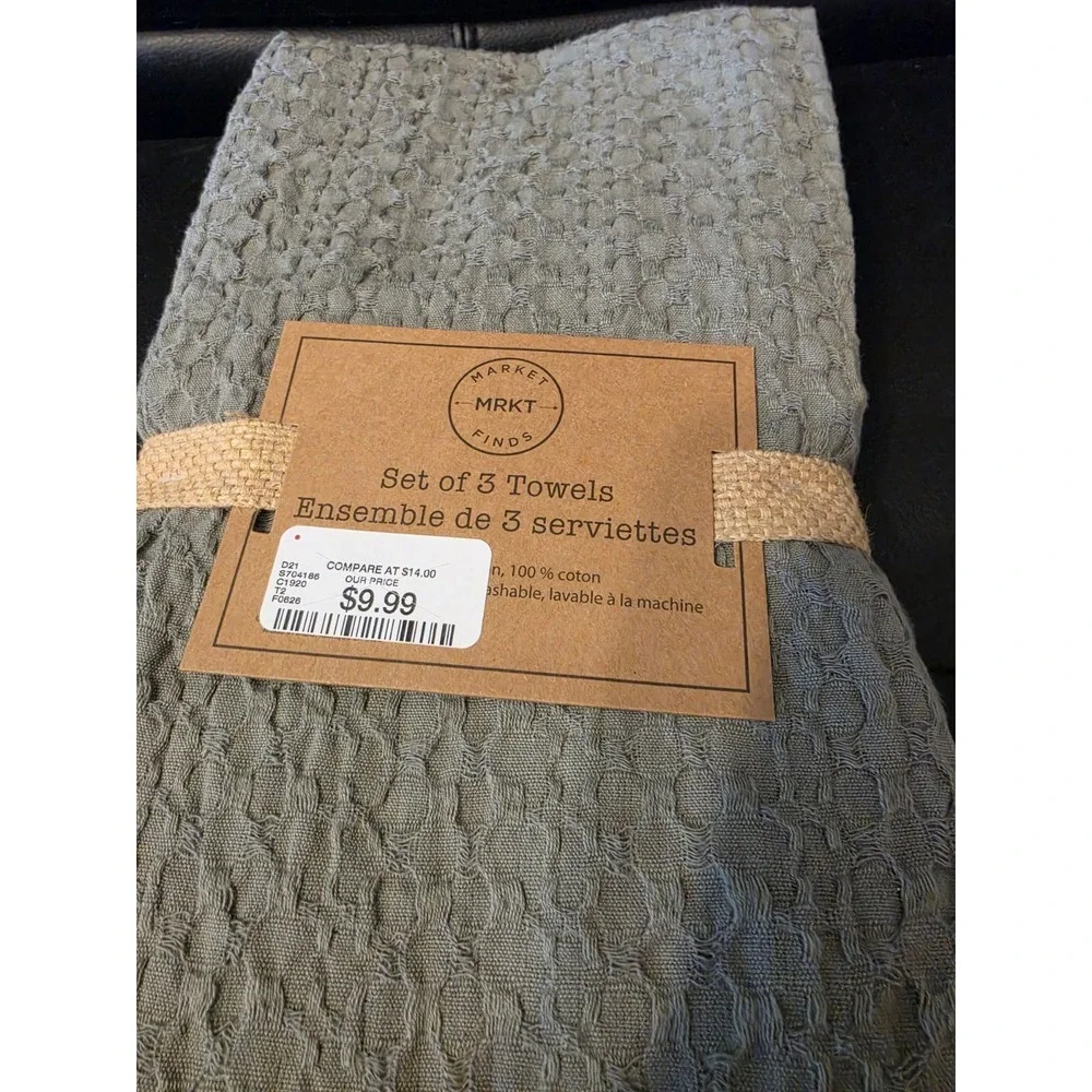 Market Finds 3 Kitchen Towels Sage Green